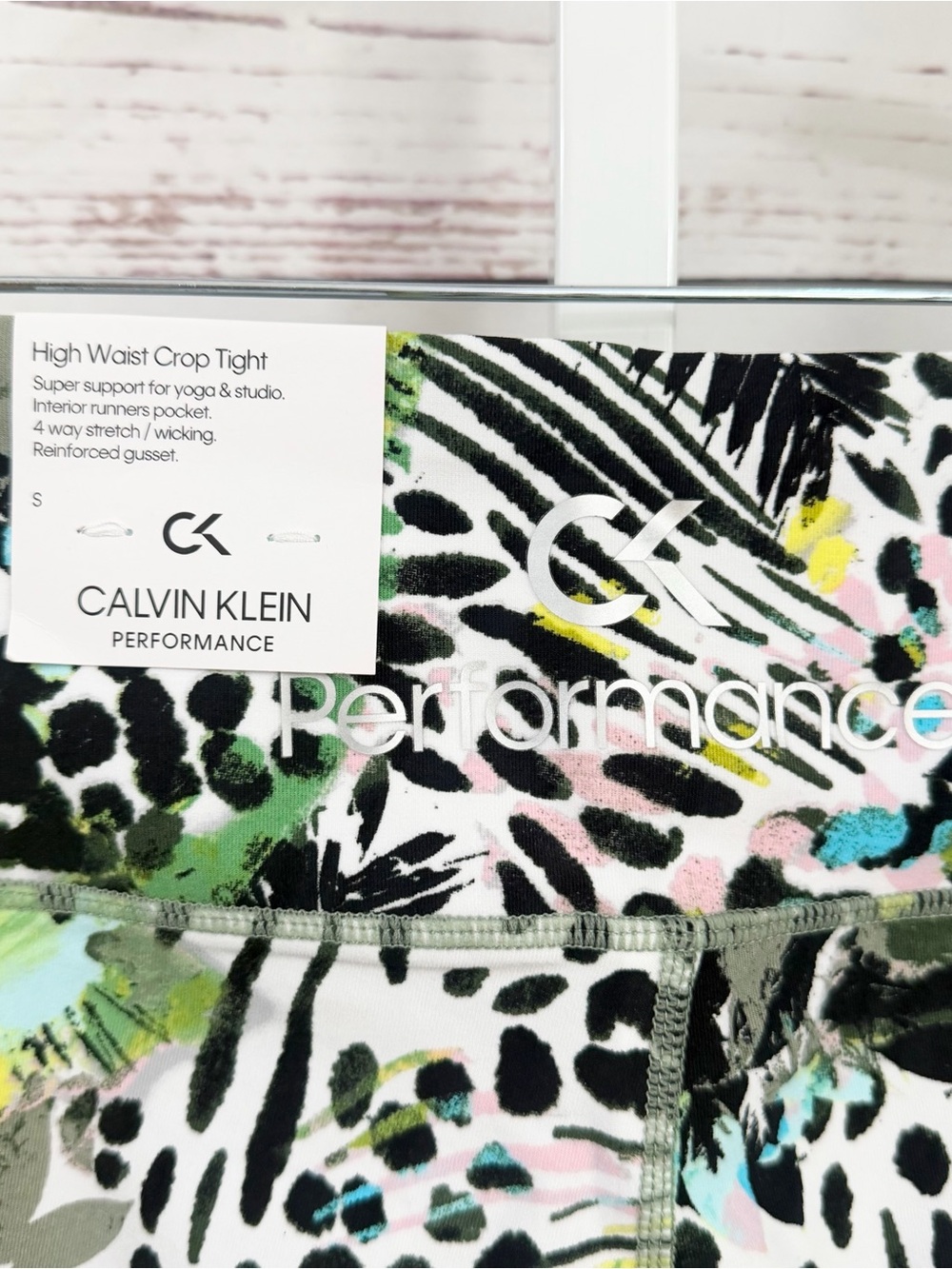 Calvin Klein Performance High Waist Crop Tight Abstract Print Leggings Small NWT - Picture 9 of 14